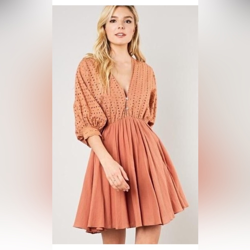 NWT Mustard Seed Cotton Eyelet Mini Dress